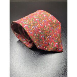 Salvatore Ferragamo Men's Necktie Red Holiday‎ Silk 3.75" x 58" Excellent